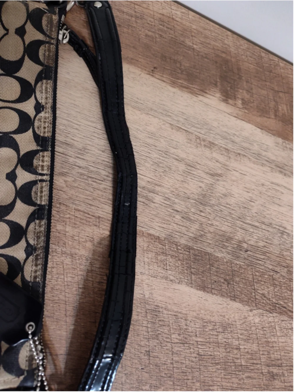 Women's Coach Shoulder Bag One Size Beige Black Signature Canvas